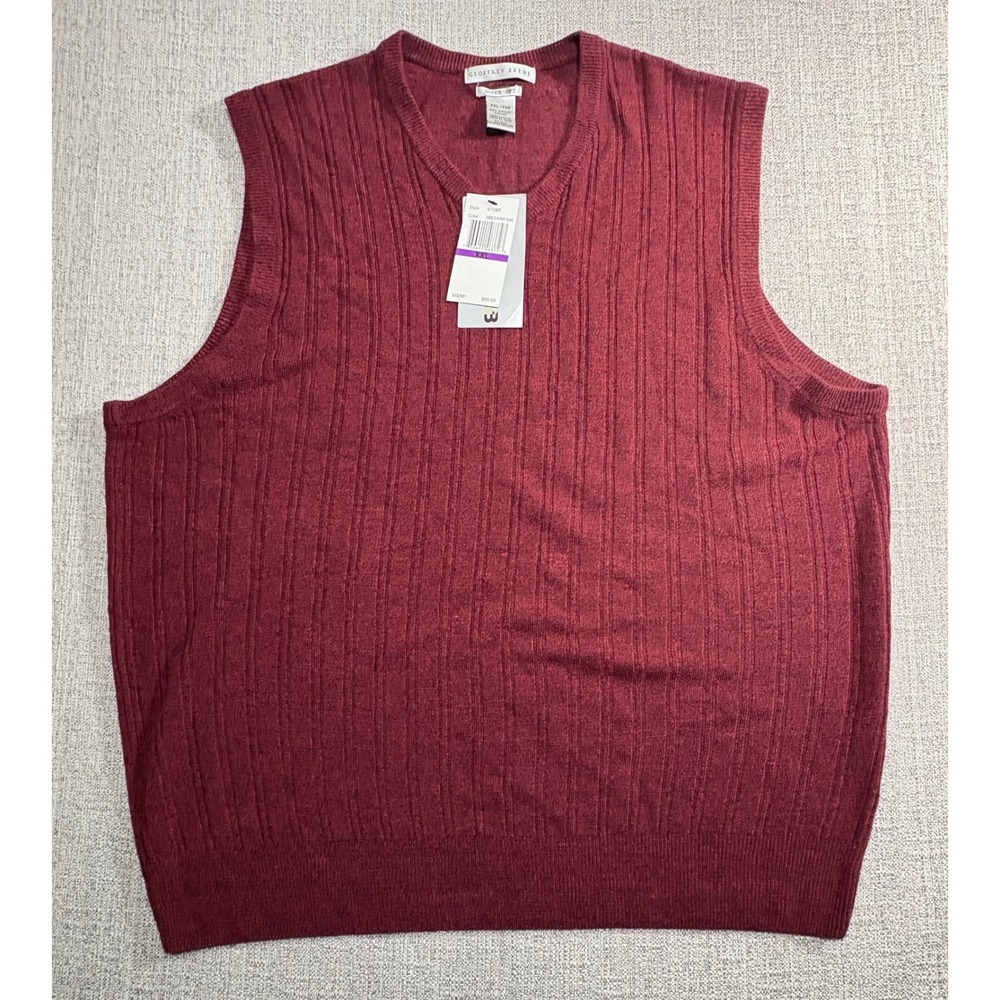 Geoffrey Beene Mens XXL Red Cherry Mar Super Soft V-Neck Sweater Vest NWT 57109T